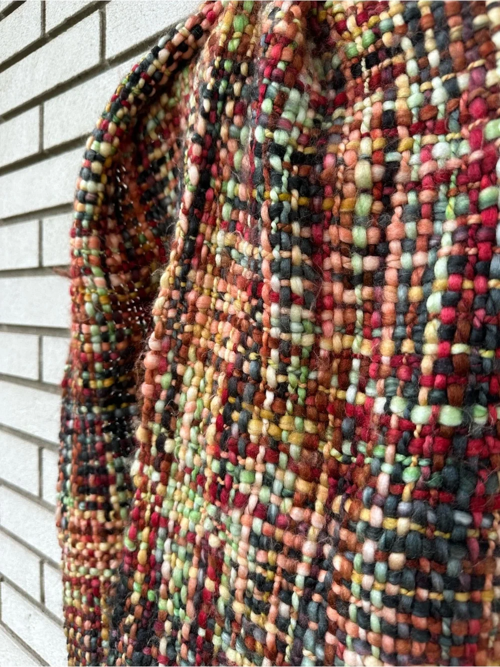 Rising Tide Chunky Handwoven Wool Infinity Scarf Boho Anthro Cozycore